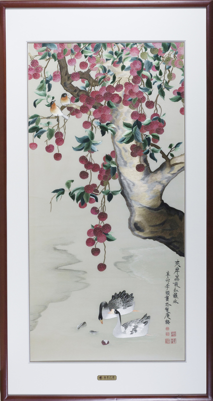 广绣装饰画-荔枝双鹅93*175