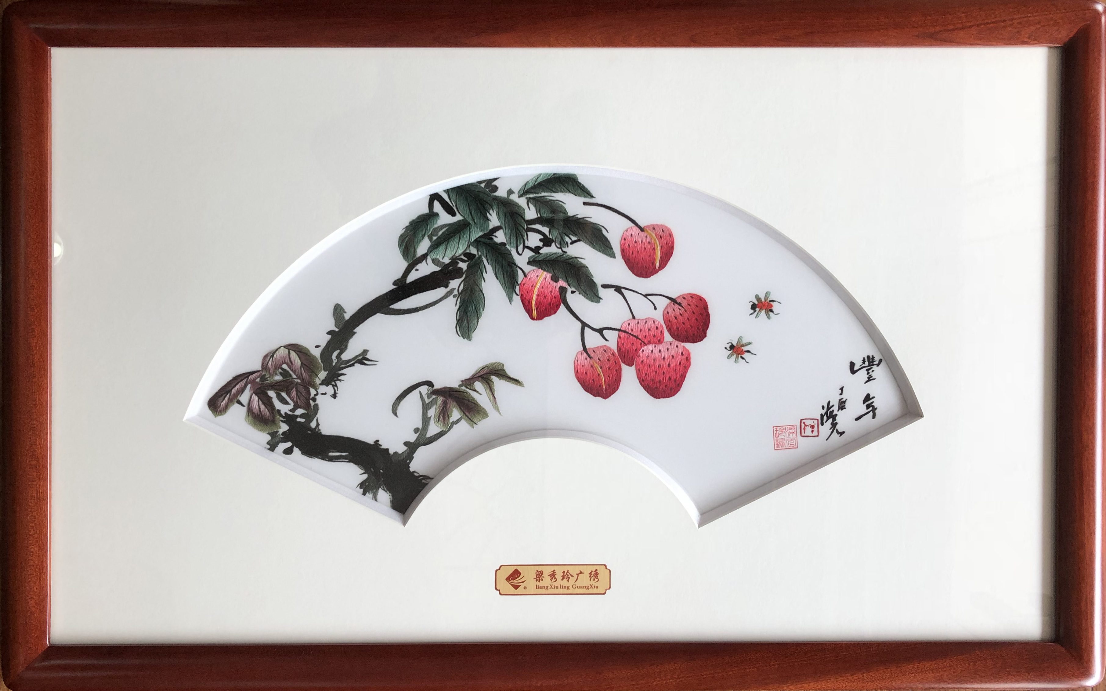 廣繡裝飾畫-扇形豐年80*50